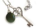 8-8.5mm Peacock Freshwater Pearl Fashion .925 Sterling Silver Key Pendant with Chain 