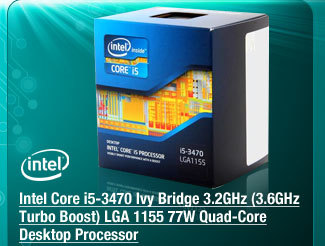 Intel Core i5-3470 Ivy Bridge 3.2GHz (3.6GHz Turbo Boost) LGA 1155 77W Quad-Core Desktop Processor