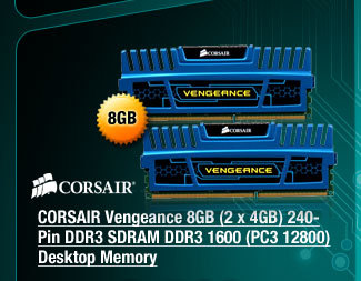 CORSAIR Vengeance 8GB (2 x 4GB) 240-Pin DDR3 SDRAM DDR3 1600 (PC3 12800) Desktop Memory