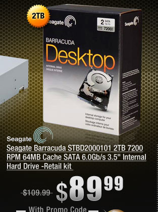 Seagate Barracuda STBD2000101 2TB 7200 RPM 64MB Cache SATA 6.0Gb/s 3.5 inch Internal Hard Drive -Retail kit 
