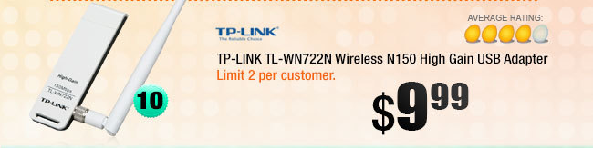 TP-LINK TL-WN722N Wireless N150 High Gain USB Adapter