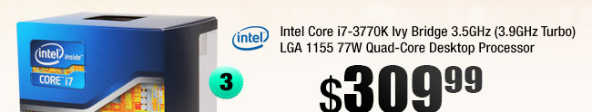 Intel Core i7-3770K Ivy Bridge 3.5GHz (3.9GHz Turbo) LGA 1155 77W Quad-Core Desktop Processor