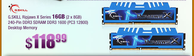 G.SKILL Ripjaws X Series 16GB (2 x 8GB) 240-Pin DDR3 SDRAM DDR3 1600 (PC3 12800) Desktop Memory