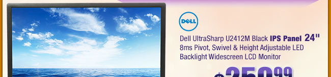 Dell UltraSharp U2412M Black IPS Panel 24" 8ms Pivot, Swivel & Height Adjustable LED Backlight Widescreen LCD Monitor