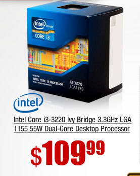 Intel Core i3-3220 Ivy Bridge 3.3GHz LGA 1155 55W Dual-Core Desktop Processor