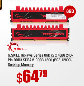 G.SKILL Ripjaws Series 8GB (2 x 4GB) 240-Pin DDR3 SDRAM DDR3 1600 (PC3 12800) Desktop Memory