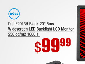 Dell E2013H Black 20 inch 5ms Widescreen LED Backlight LCD Monitor 250 cd/m2 1000:1 