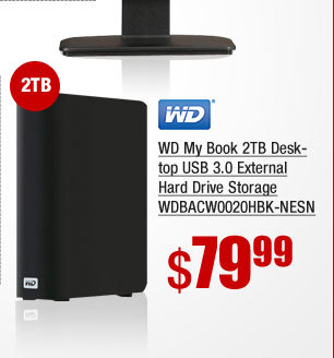 WD My Book 2TB Desktop USB 3.0 External Hard Drive Storage WDBACW0020HBK-NESN