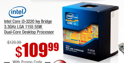 Intel Core i3-3220 Ivy Bridge 3.3GHz LGA 1155 55W Dual-Core Desktop Processor