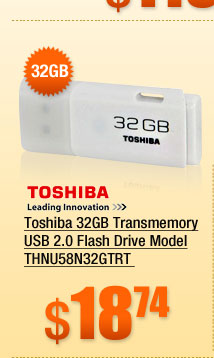 Toshiba 32GB Transmemory USB 2.0 Flash Drive Model THNU58N32GTRT 