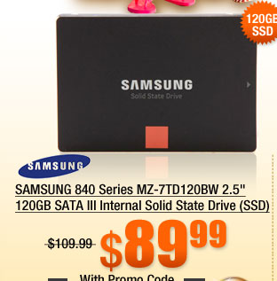 SAMSUNG 840 Series MZ-7TD120BW 2.5 inch 120GB SATA III Internal Solid State Drive (SSD)