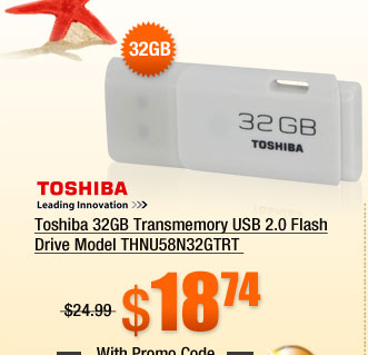Toshiba 32GB Transmemory USB 2.0 Flash Drive Model THNU58N32GTRT 