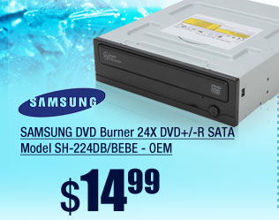 SAMSUNG DVD Burner 24X DVD+/-R SATA Model SH-224DB/BEBE - OEM