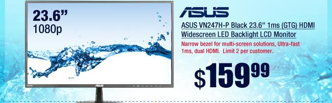 ASUS VN247H-P Black 23.6" 1ms (GTG) HDMI Widescreen LED Backlight LCD Monitor