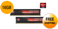 AMD Radeon™ RE1600 Entertainment Series 16GB (2 x 8GB) 240-Pin DDR3 1600 (PC3 12800) Desktop Memory 