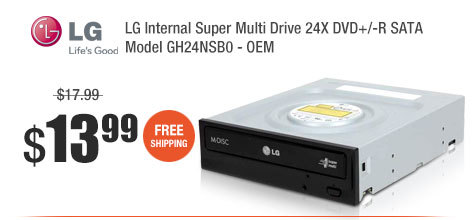 LG Internal Super Multi Drive 24X DVD+/-R SATA Model GH24NSB0 - OEM