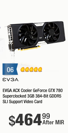 EVGA ACX Cooler GeForce GTX 780 Superclocked 3GB 384-Bit GDDR5 SLI Support Video Card