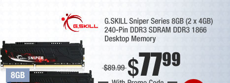 G.SKILL Sniper Series 8GB (2 x 4GB) 240-Pin DDR3 SDRAM DDR3 1866 Desktop Memory