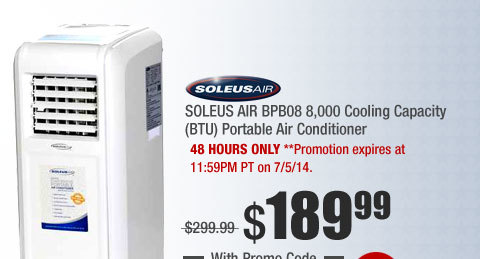 SOLEUS AIR BPB08 8,000 Cooling Capacity (BTU) Portable Air Conditioner