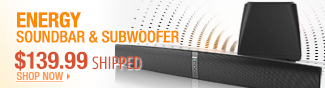 Energy soundbar and subwoofer. 