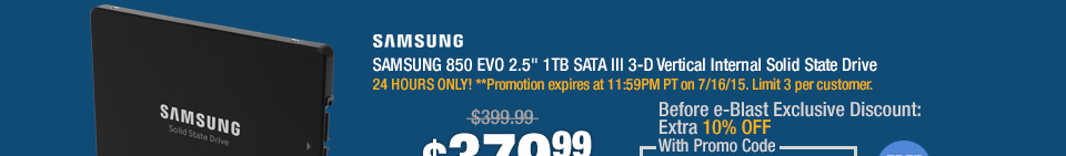 SAMSUNG 850 EVO 2.5" 1TB SATA III 3-D Vertical Internal Solid State Drive