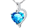 Mabella .925 Sterling Silver 4.10 Cttw (10mm*10mm) Heart Cut Created Blue Topaz Pendant w/ 18" Chain