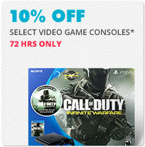 10% OFF SELECT VIDEO GAME CONSOLES*