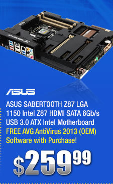 ASUS SABERTOOTH Z87 LGA 1150 Intel Z87 HDMI SATA 6Gb/s USB 3.0 ATX Intel Motherboard