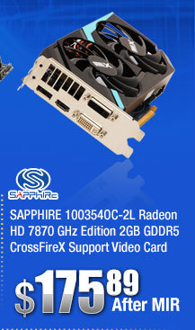 SAPPHIRE 100354OC-2L Radeon HD 7870 GHz Edition 2GB GDDR5 CrossFireX Support Video Card