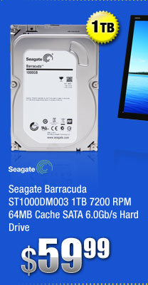 Seagate Barracuda ST1000DM003 1TB 7200 RPM 64MB Cache SATA 6.0Gb/s Hard Drive