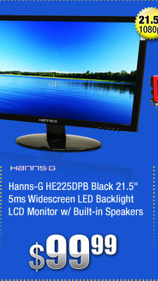 Hanns-G HE225DPB Black 21.5" 5ms Widescreen LED Backlight LCD Monitor w/ Built-in Speakers 