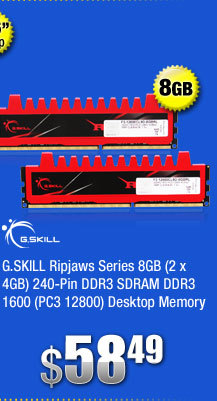 G.SKILL Ripjaws Series 8GB (2 x 4GB) 240-Pin DDR3 SDRAM DDR3 1600 (PC3 12800) Desktop Memory