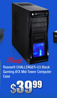 Rosewill CHALLENGER-U3 Black Gaming ATX Mid Tower Computer Case