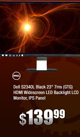 Dell S2340L Black 23" 7ms (GTG) HDMI Widescreen LED Backlight LCD Monitor, IPS Panel