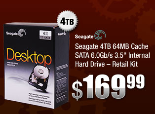 Seagate 4TB 64MB Cache SATA 6.0Gb/s 3.5" Internal Hard Drive – Retail Kit 