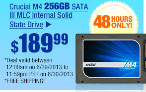 $189.99 -- Crucial M4 256GB SATA III MLC Internal Solid State Drive