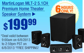 $199.99 -- MartinLogan MLT-2 5.1CH Premium Home Theater Speaker System