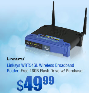 Linksys WRT54GL Wireless Broadband Router. Free 16GB Flash Drive w/ Purchase! 