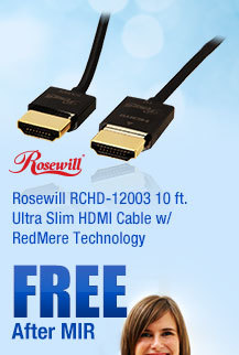 Rosewill RCHD-12003 10 ft. Ultra Slim HDMI Cable w/ RedMere Technology 