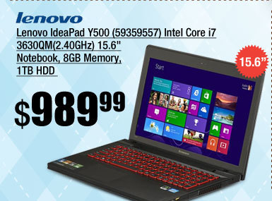 Lenovo IdeaPad Y500 (59359557) Intel Core i7 3630QM(2.40GHz) 15.6 inch Notebook, 8GB Memory, 1TB HDD