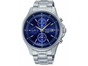 Seiko SNDE21 Chronograph Stainless Steel Case and Bracelet Blue Tone Dial Date Display