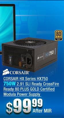 CORSAIR HX Series HX750 750W 2.91 SLI Ready CrossFire Ready 80 PLUS GOLD Certified Modula Power Supply 