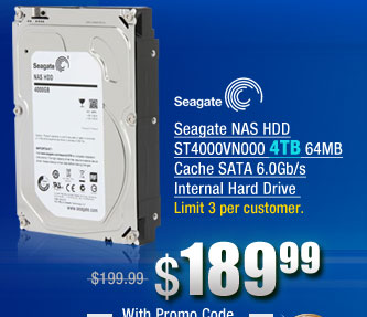 Seagate NAS HDD ST4000VN000 4TB 64MB Cache SATA 6.0Gb/s Internal Hard Drive 