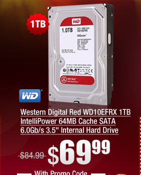 Western Digital Red WD10EFRX 1TB IntelliPower 64MB Cache SATA 6.0Gb/s 3.5 inch Internal Hard Drive