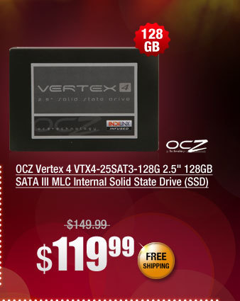 OCZ Vertex 4 VTX4-25SAT3-128G 2.5 inch 128GB SATA III MLC Internal Solid State Drive (SSD)