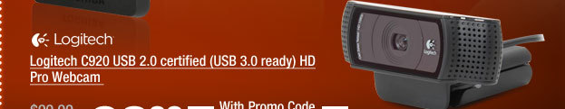 Logitech C920 USB 2.0 certified (USB 3.0 ready) HD Pro Webcam 