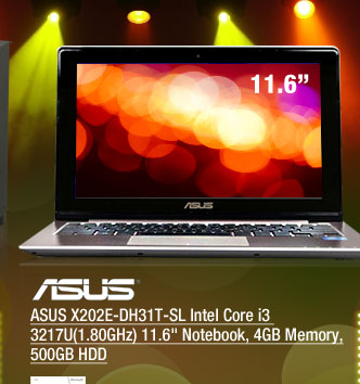 ASUS X202E-DH31T-SL Intel Core i3 3217U(1.80GHz) 11.6 inch Notebook, 4GB Memory ,500GB HDD