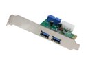 SYBA USB 3.0 External 2-port, 19-pin Header PCI-e Card,IDE Power Feed, Low Profile Bracket Bundled