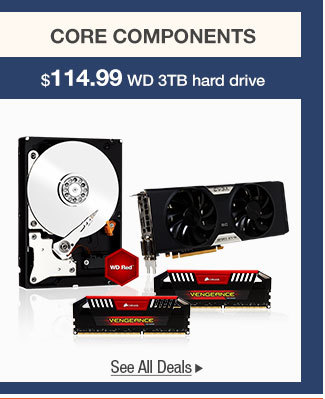 CORE COMPONENTS. 114.99 dollar WD 3TB hard drive.