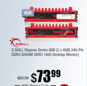 G.SKILL Ripjaws Series 8GB (2 x 4GB) 240-Pin DDR3 SDRAM DDR3 1600 Desktop Memory